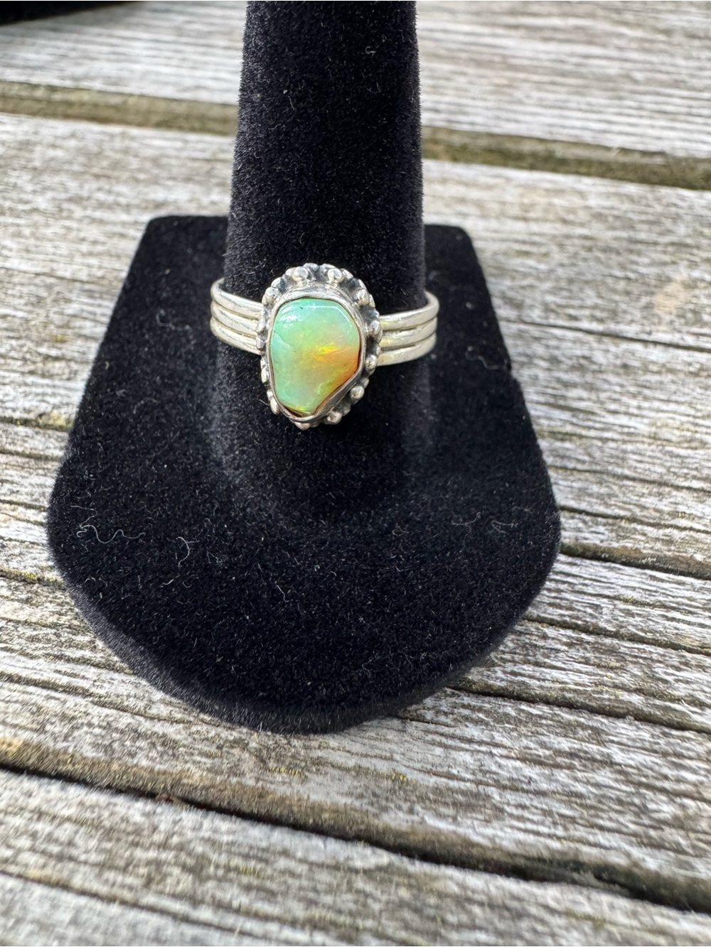 Vintage Sterling Silver Ethiopian Fire Opal Ring